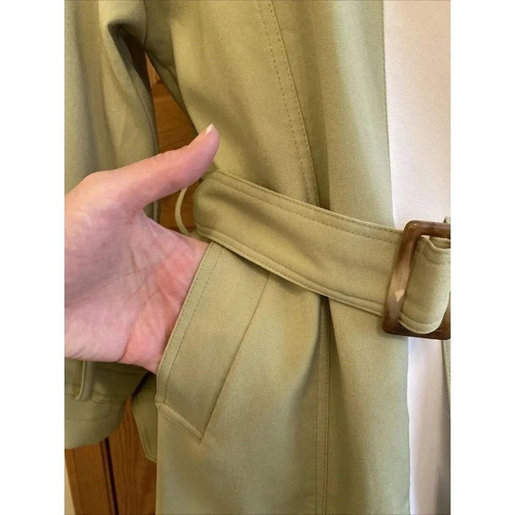 FXQ Magpie Women's Green Belted Trench Coat Jacket size M - Picture 5 of 12